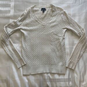 Great Condition, Tommy Hilfiger White V-Neck Sweater 100% Pima Cotton
